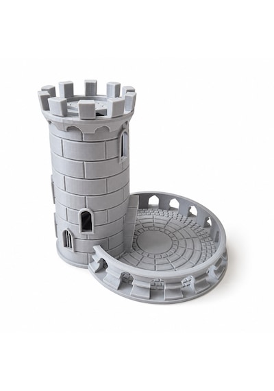 3d Baskı Spiral Merdivenli Zar Kulesi Gri 15 Cm Frp Ve Kutu Oyunları İçin Dice Tower Masaüstü Oyun Aksesuarı