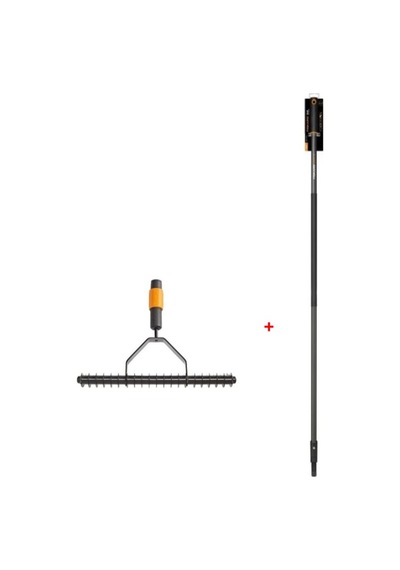 Fiskars 135513-1000655 Quikfit Çim Havalandırma Tırmığı + 1000661 Quikfit Sap - L