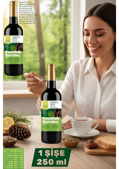 250 Ml Kozak Bergama Vakfı Kozalak Şurubu Giritli Metin Efendi