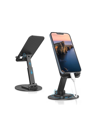 Ayarlanabilir Masaüstü Telefon Ve Tablet Standı Kaymaz Silikon Destekli, Yükseklik Ve Açı Ayarlı, Katlanabili