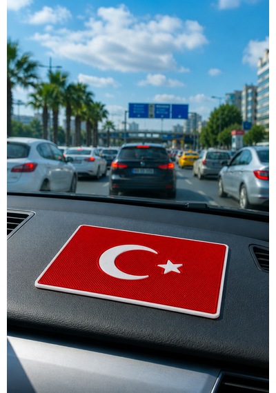 Türk Bayrağı Torpido Üstü Kaydırmaz Ped Telefon Gözlük Anahtar Tutucu