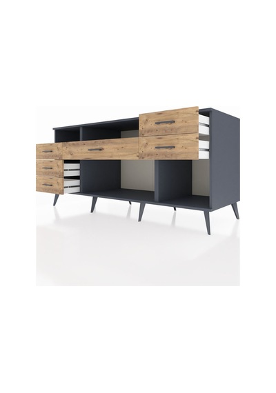 Kronos Konsol 2 Raflı 6 Çekmeceli 176x59x83 Antrasit-antrasit/çam Antrasit/çam Kronos Konsol 2 Raflı 6 Çekmeceli 176x59x83 Antrasit-antrasit/çam Antrasit/çam