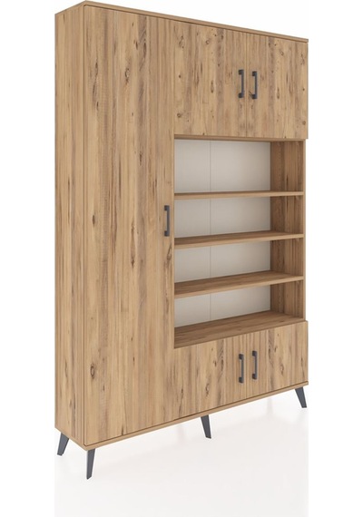 Arges Dolap 10 Raflı 5 Kapaklı 132x30x195 Çam-çam/çam Çam