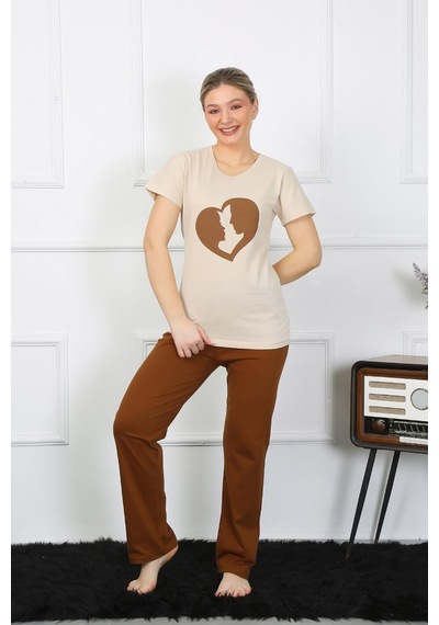 2k Moda Çizgi Kısa Kol Penye Pijama Takımı 4209 001