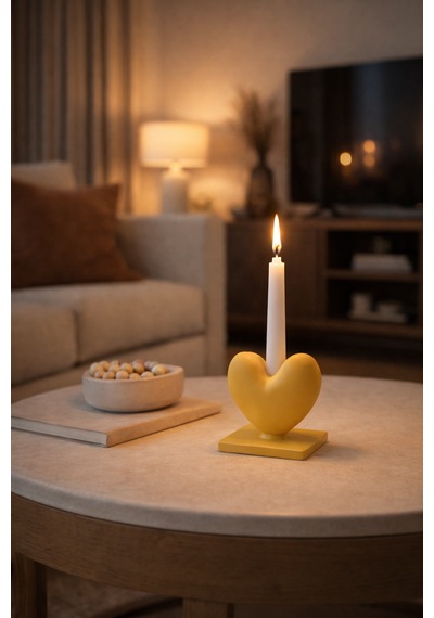 Dekoratif Kalpli Şamdan Romantik Mumluk Sarı