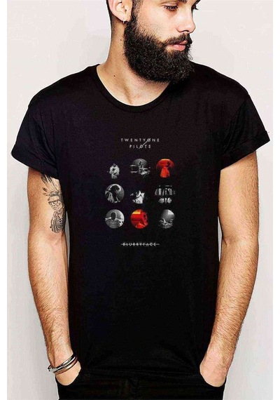 Twenty One Pilots Blurryface Photo Baskılı Siyah Erkek Tshirt