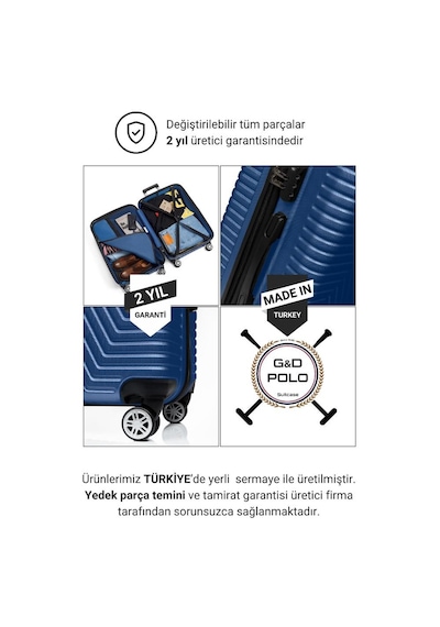 G&d Polo Suitcase Abs Orta Ve Büyük Boy Çivit Mavi 2'li Valiz Seti 600.05-b Mavi