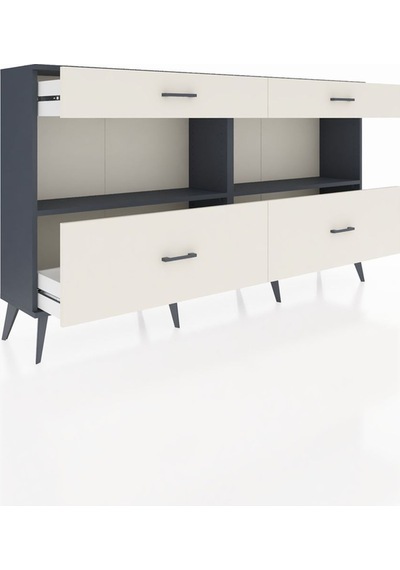 Arges Konsol 2 Raflı 4 Çekmeceli 176x30x99 Antrasit-antrasit/ayt Antrasit-antrasit/aytaşı