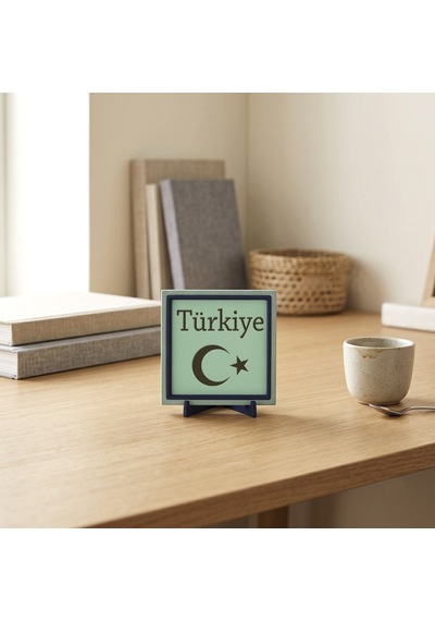 Hilal Ve Yıldız Motifli Modern Dekoratif Parça, Ofisiniz İçin Şık Ve Sembol Masaüstü Hatırası 10x10