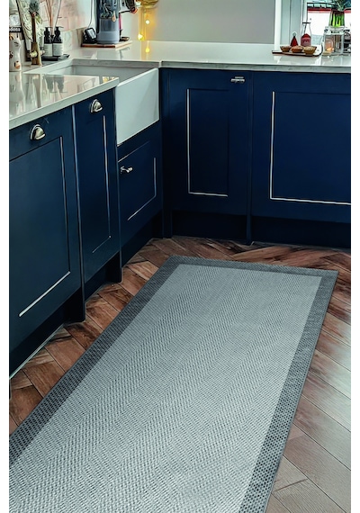 Decoser Hasır 8063 Gri Antrasit Halı Kilim Kaymaz Taban Salon Mutfak Kesme Yolluk Gri - Antrasit