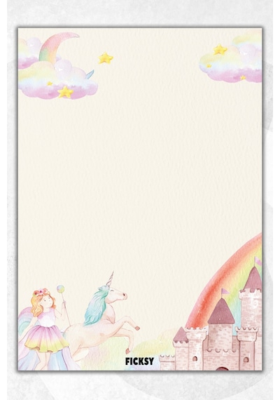 A5 Unicorn Bloknot Çizgisiz Defter - 50 Yaprak - Memopad - Notepad - Not Defteri - Not Kağıdı Çok Renkli Çok Renkli