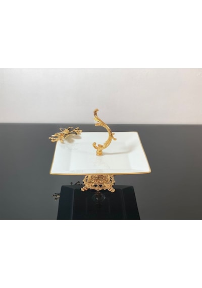 Atabey Home Ayaklı Sunumluk Kulplu Siyah Çiçek 25 Cm Kare