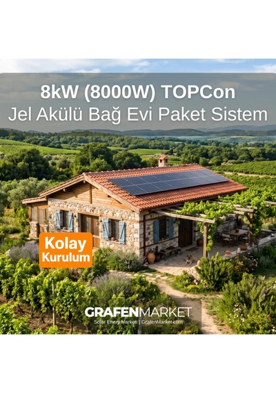 8 Kw 8000w Topcon Bağ Evi Hazır Solar Sistem - Jel Akülü Kolay Kurulum