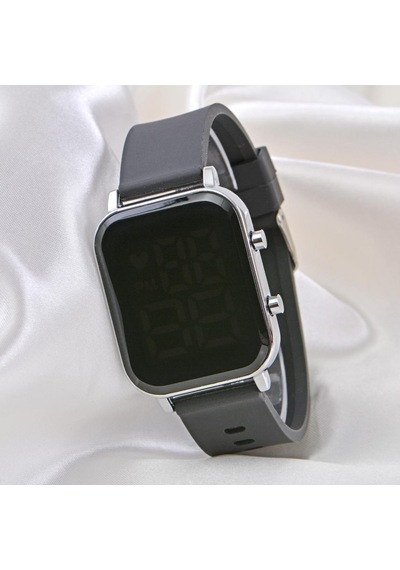 Yeni Siyah Silikon Kordonlu Unisex Genç Kız Kadın Çocuk Led Kol Saati St-304106