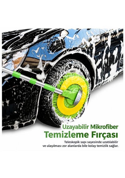 Mikrofiber Araba Yıkama Fırçası, Çiziksiz Temizleme, Uzun Saplı Temizlik, Araba Karavan, Kamyon, Suv Rv Ev İçin