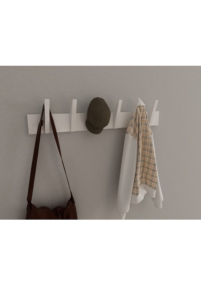 Hepsi3boyutlu Modern Duvar & Kapı Kanca Askılık - 6 Adet Beyaz Kanca Askılık - Model No : 4 Beyaz