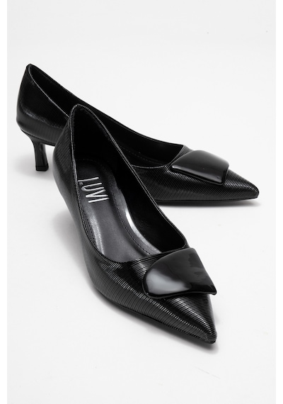 Luvishoes Luvi Shoes Brıana Siyah Çizgili Tokalı Kadın Topuklu Ayakkabı Siyah