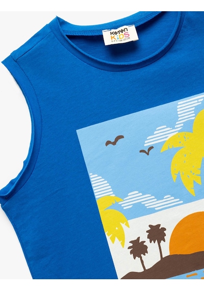 Koton Saks Erkek Çocuk Kolsuz T-shirt 5skb30008tk Saks