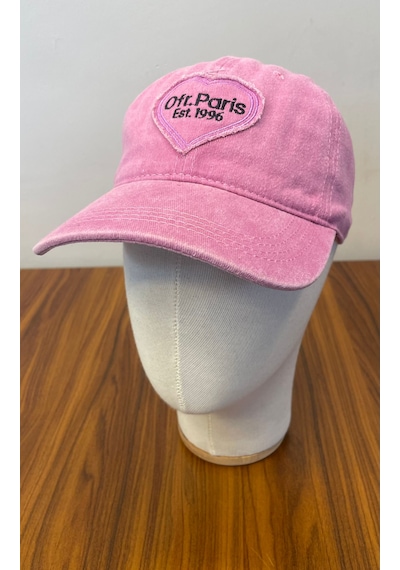 Kalpli Paris Logo Yıkamalı Vintage Eskitme Cap Şapka Pembe