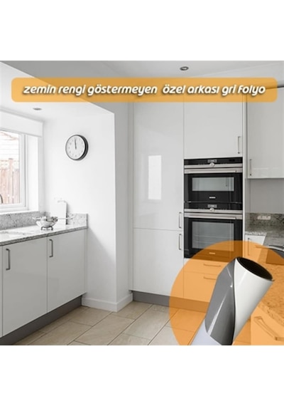 Mat Beyaz Arkası Gri Yapışkanlı Dolap Kaplama Folyosu