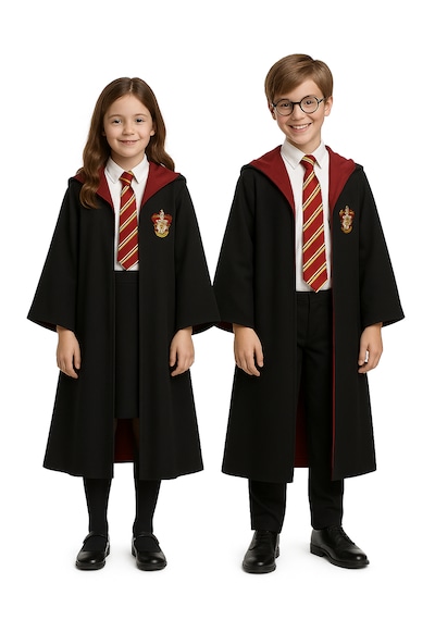 Kg Harry Potter Gryffindor Premium Kostüm Cübbe Cocuk Yetişkin Gözlük Hediyeli Kırmızı