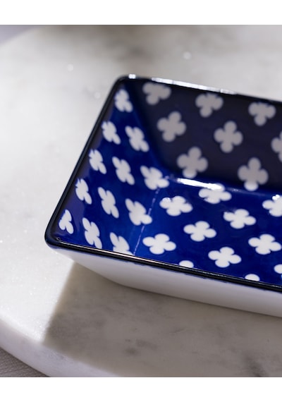 Reve Bleu Raye Kare Tabak - 12 Cm - Mavi/beyaz 8684427225844 Çok Renkli