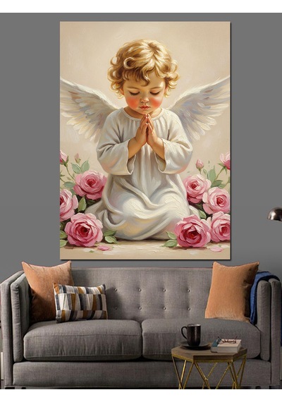 Ahşap Tablo Dua Eden Melek Çocuk