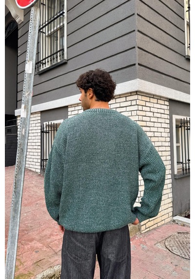Flaw Örgü Model Triko Kazak Yeşil-28489 Yeşil