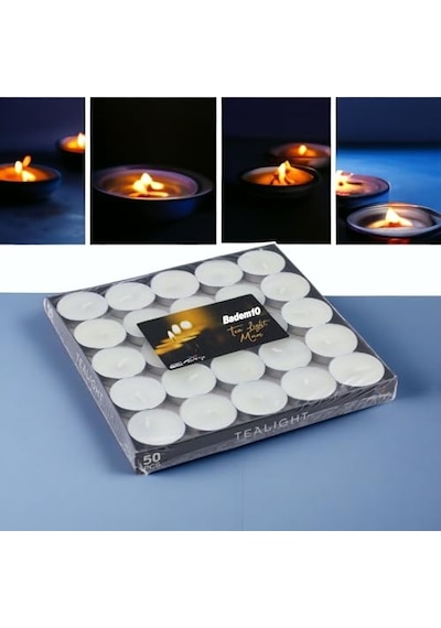 Tealight Mum 50x6 Gr Dekoratif Mumu Kandil Hediyelik Fitilli Mumluk Şamdan Krem Renk Kokusuz Çok Renkli