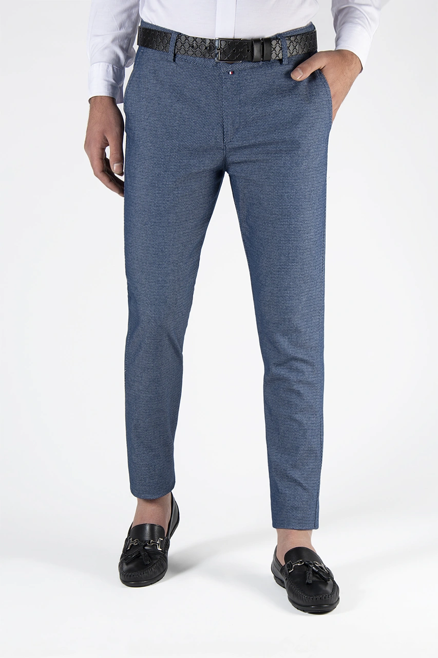 Veaven Erkek Mavi Slim Fit Armürlü İtalyan Kesimketen Pantolon Çok Renkli12