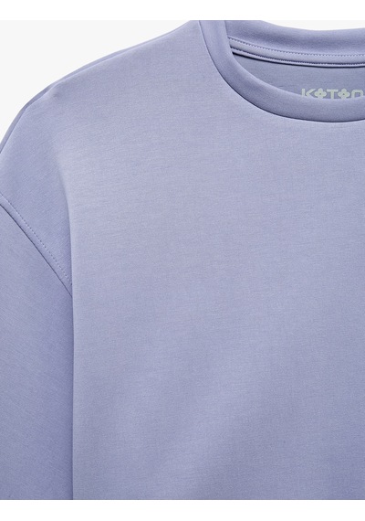 Koton Uzun Kollu Bisiklet Yaka Spor Crop Sweatshirt Lila 7wak10184nk