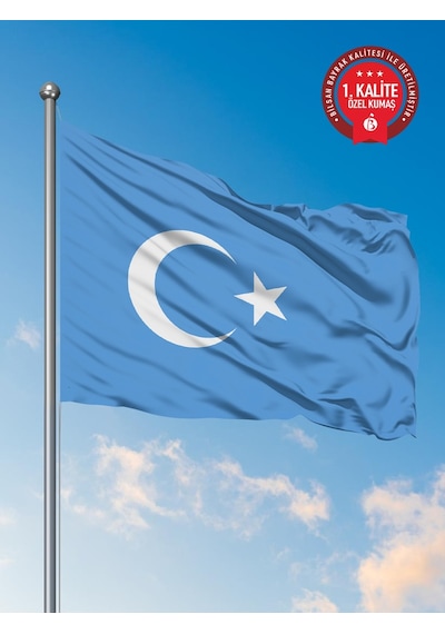 Bilsan Doğu Türkistan Ülke Bayrağı 70 X 105 Cm - Raşel Kumaş 1. Kalite 70 x 105 CM
