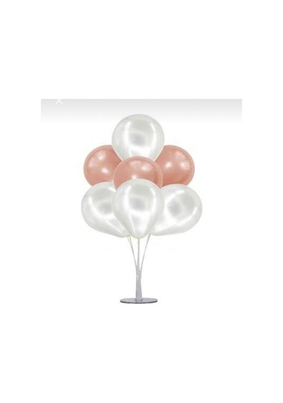 7 Li Standlı Metalik Beyaz Rose Gold Balon Seti Diğer