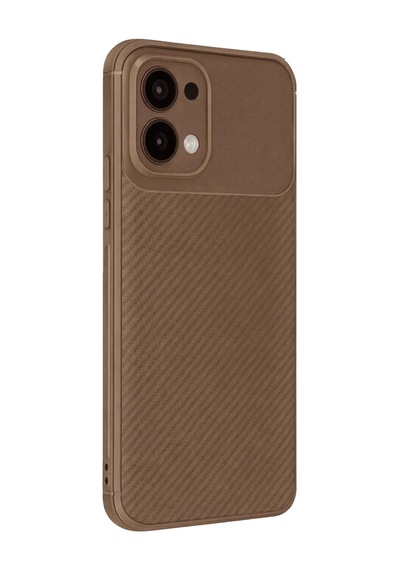 Oppo A6 Pro 4g Uyumlu Auto Focus Karbon Kapak - Kahverengi
