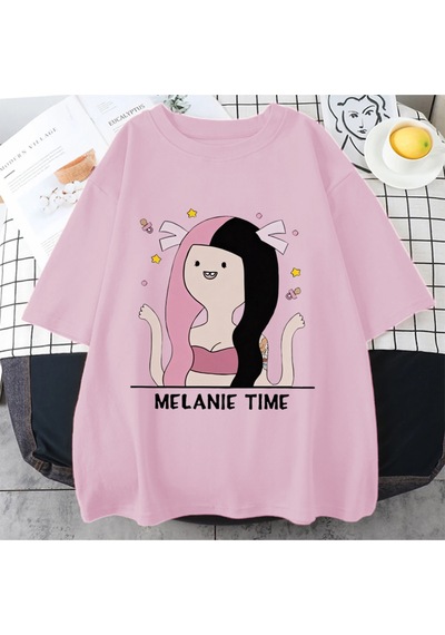 Flood Of Style Melanie Martinez Karikatür Sevimli Komik T Shirt Erkek Kadın Sıcak Satış Boy Kısa Kollu Üst T Pembe