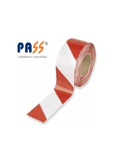 Pass Pvc Yer Işaretleme Bandı Kırmızı Beyaz 50 Mm X 30 Metre