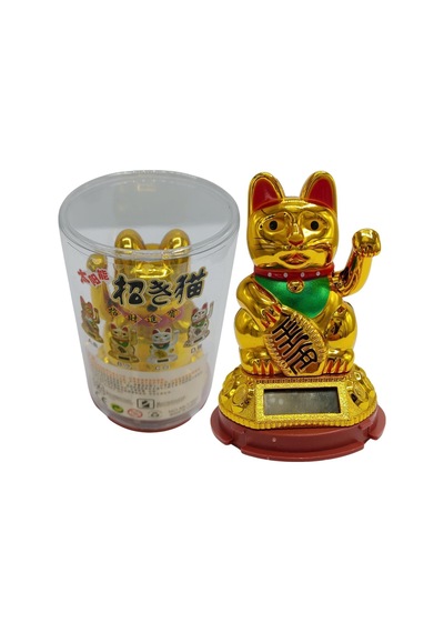 Maneki Neko El Sallayan Şans Kedisi Gold Solar Güneş Enerjili 6x10cm No7alt