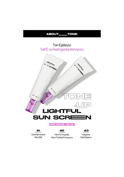 About Tone Şeftali Pembe Aydınlatıcı Ton Eşitleyici Vegan Güneş Kremi ABOUT TONE Lightful Toneup SunScreen 50ml