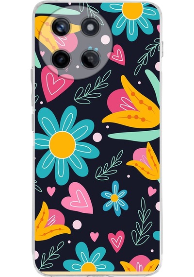 Realme 11 İle Uyumlu Retro Color 1 Baskılı Kamera Korumalı Şeffaf Kılıf Şeffaf