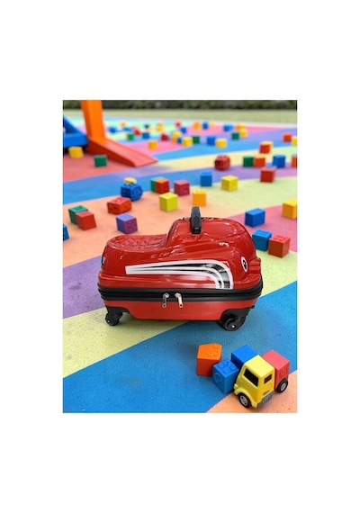 Aresshop Araba Valiz Çocuk Çanta Cocuk Araba Valız Kırmızı
