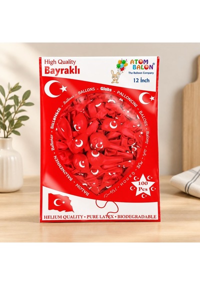 Türk Bayrağı Balonu 100'lü Çok Renkli