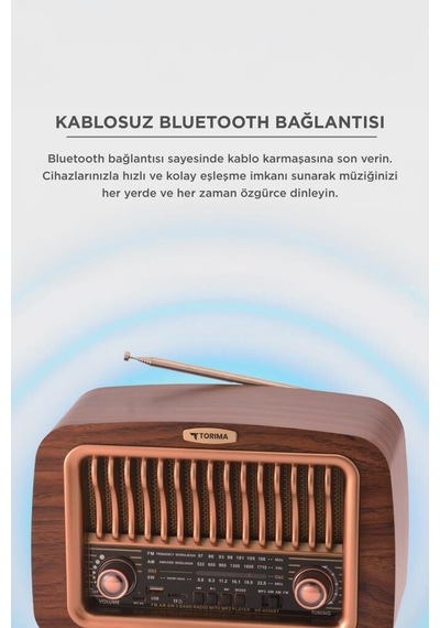 Özel Seri Ses Hediyelik Akıllı Bluetooth Hoparlör Nostaljik Radyo D59 Ahşap