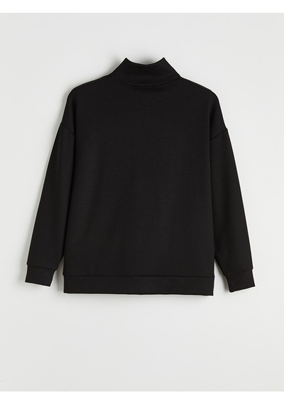 Lcw Comfort Siyah Dik Yaka Soft Touch Kadın Sweatshirt