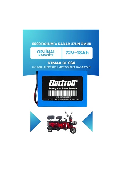 Stmax Gf 960 Batarya Standart Kapasite Lifepo4 72v 18ah Elektrikli Motosiklet Bataryası