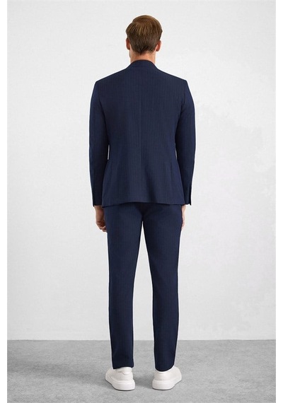 Süvari Lacivert Slim Mono Yaka Düz Torba Cep 6 Drop Takım Elbise Stk1006900005-m09