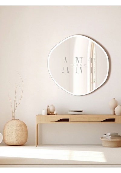 Arya Ayna Asimetrik Ayna, Dekoratif Ayna, Duvar Aynası Banyo Aynası Holl Aynası 50 X 50 Beyaz