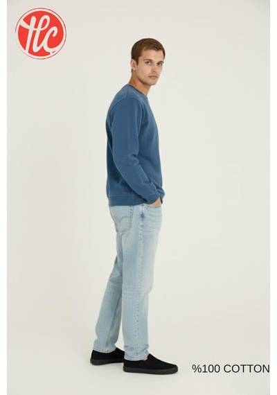 Kly Unisex Relax Fit Rahat Kesim %100 Pamuklu Yumuşak Dokulu Şardonsuz Bisiklet Yaka Sweatshirt İndigo Kly Unisex Relax Fit Rahat Kesim %100 Pamuklu Yumuşak Dokulu Şardonsuz Bisiklet Yaka Sweatshirt İndigo
