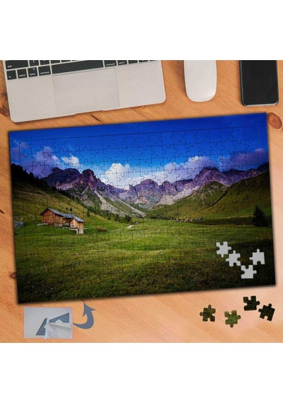 Dağdaki Ahşap Çiftlik Evi 240 Parça Puzzle Yapboz Tablo-426