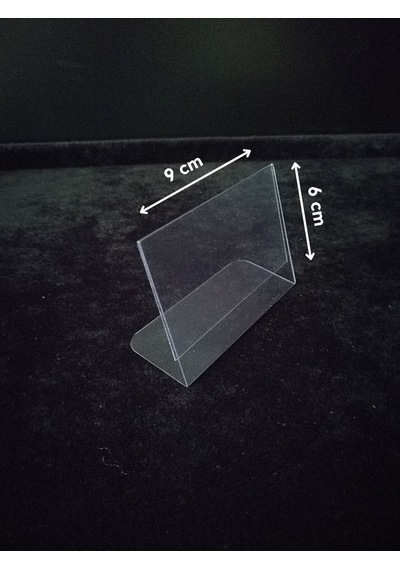 10 Adet Pvc Şeffaf Etiketlik 6x9 Cm Ayaklı Açılı Pvc Etiketlik, E