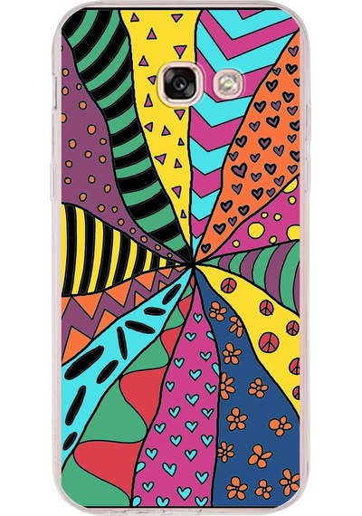 Samsung Galaxy A5 2017 İle Uyumlu 1mm Slim Fit Retro Colors 4 Baskılı Şeffaf Kılıf Şeffaf